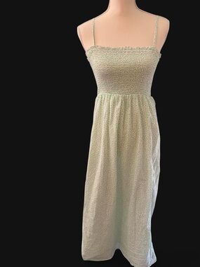 Billabong Green Floral Smocked Maxi Dress Small boho Coastal summer